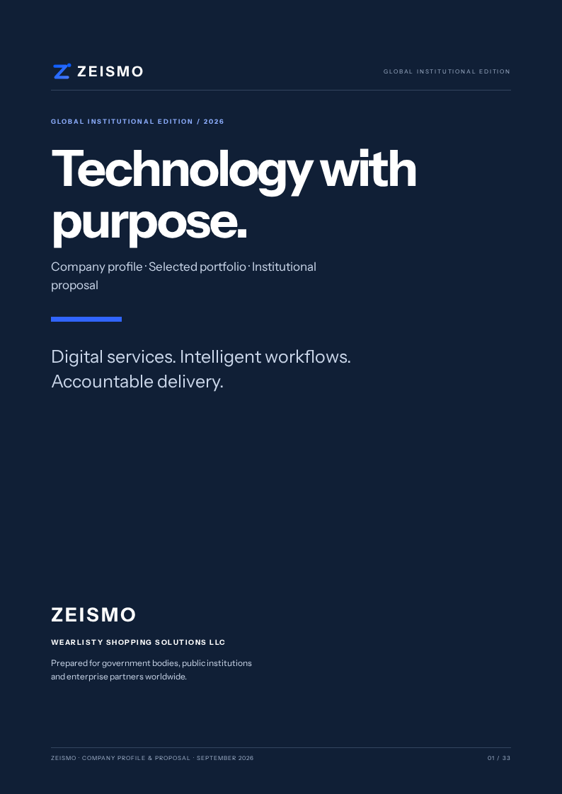 ZEISMO institutional portfolio cover: Technology with purpose