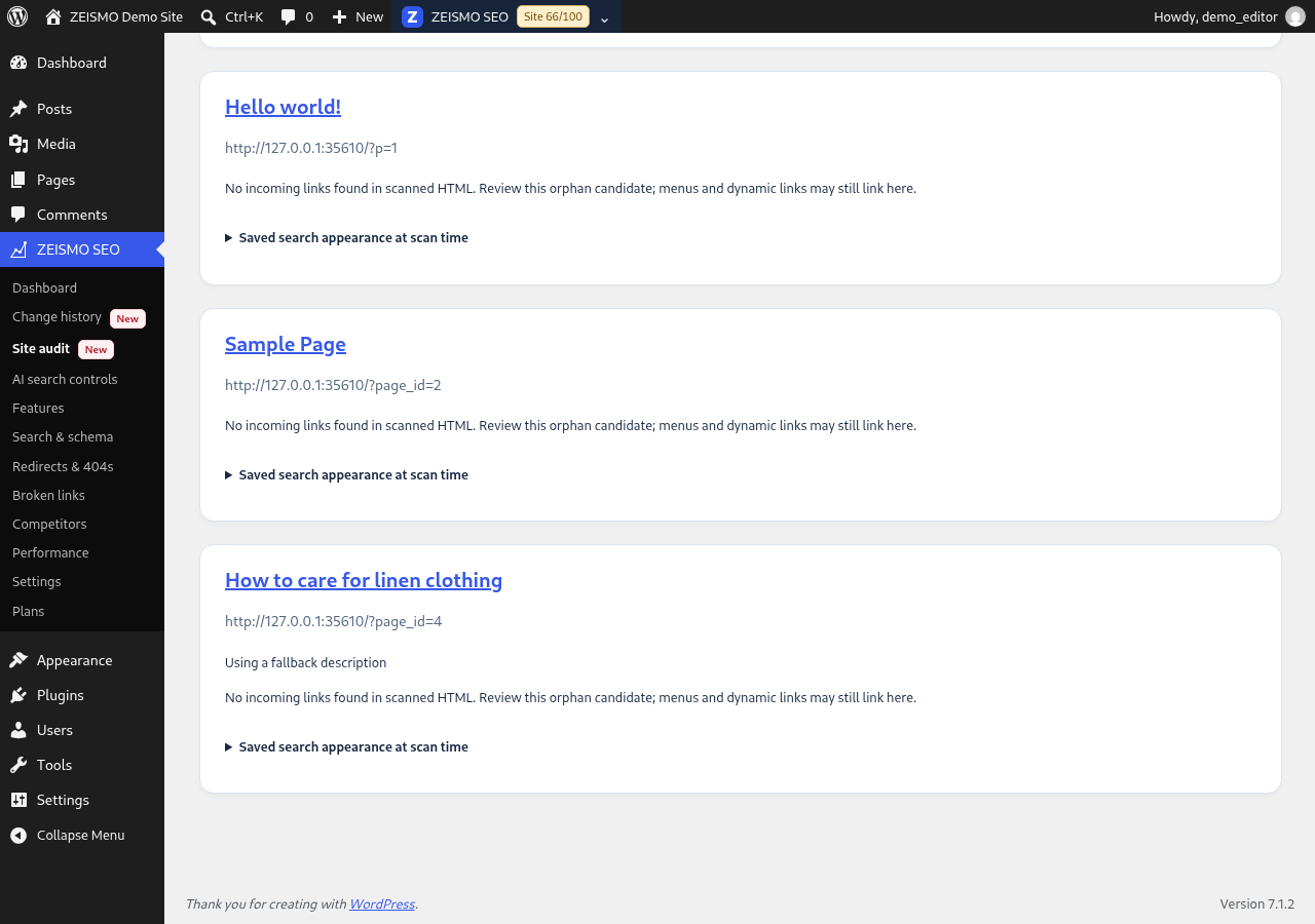 Sample WordPress screen: Choose one useful improvement